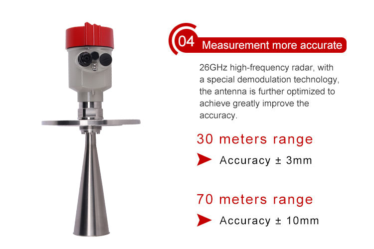 radar type level indicator Radar level meter range